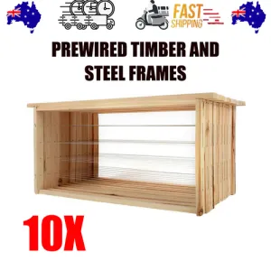 10x Wire Beehive Frame | Assembled Wood Steel | Unwaxed Deep Hive Frames | Beekeeping