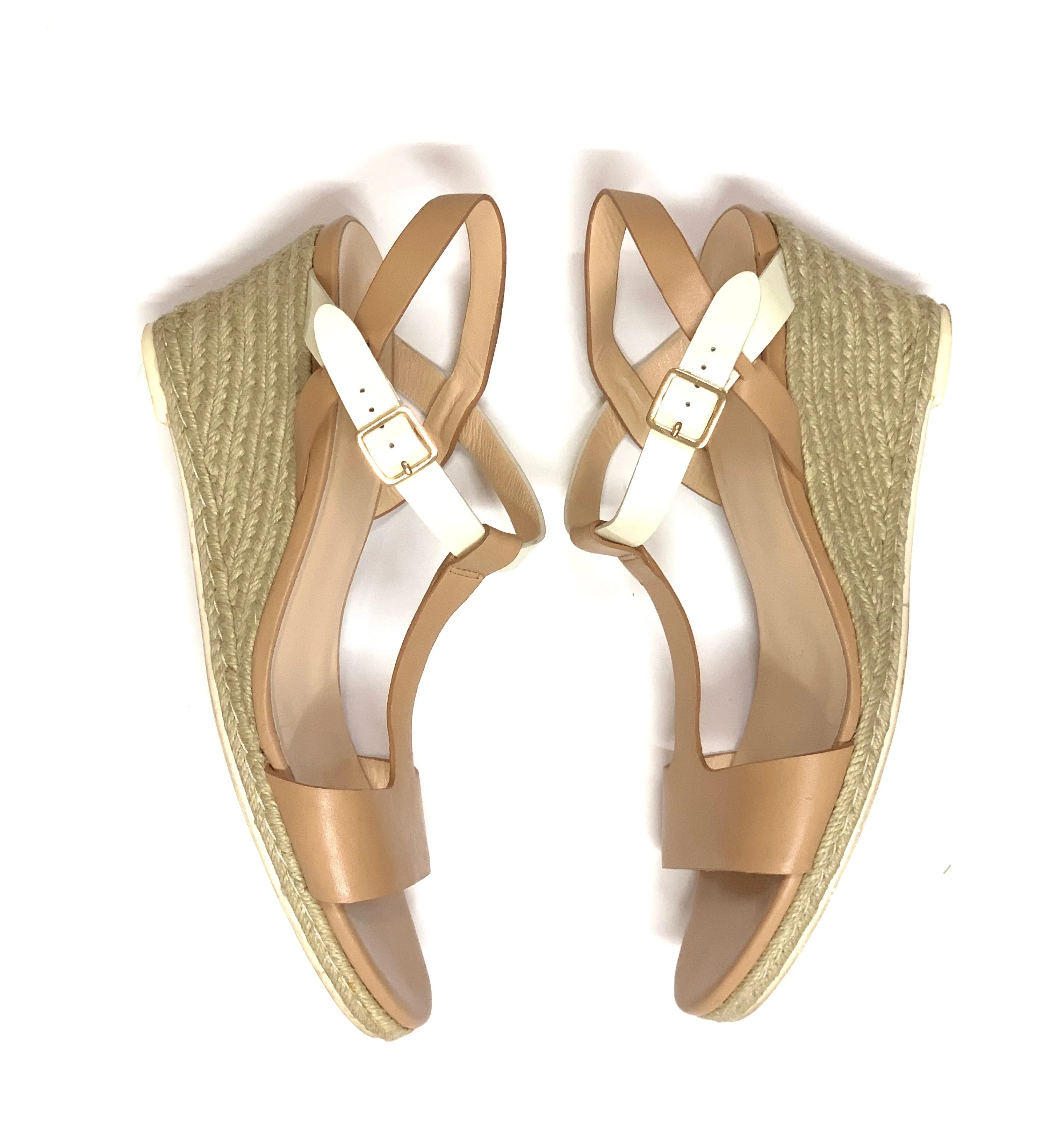 COLE HAAN ELIZABETH T-STRAP ESPADRILLE WEDGE SANDALS SIZE 11