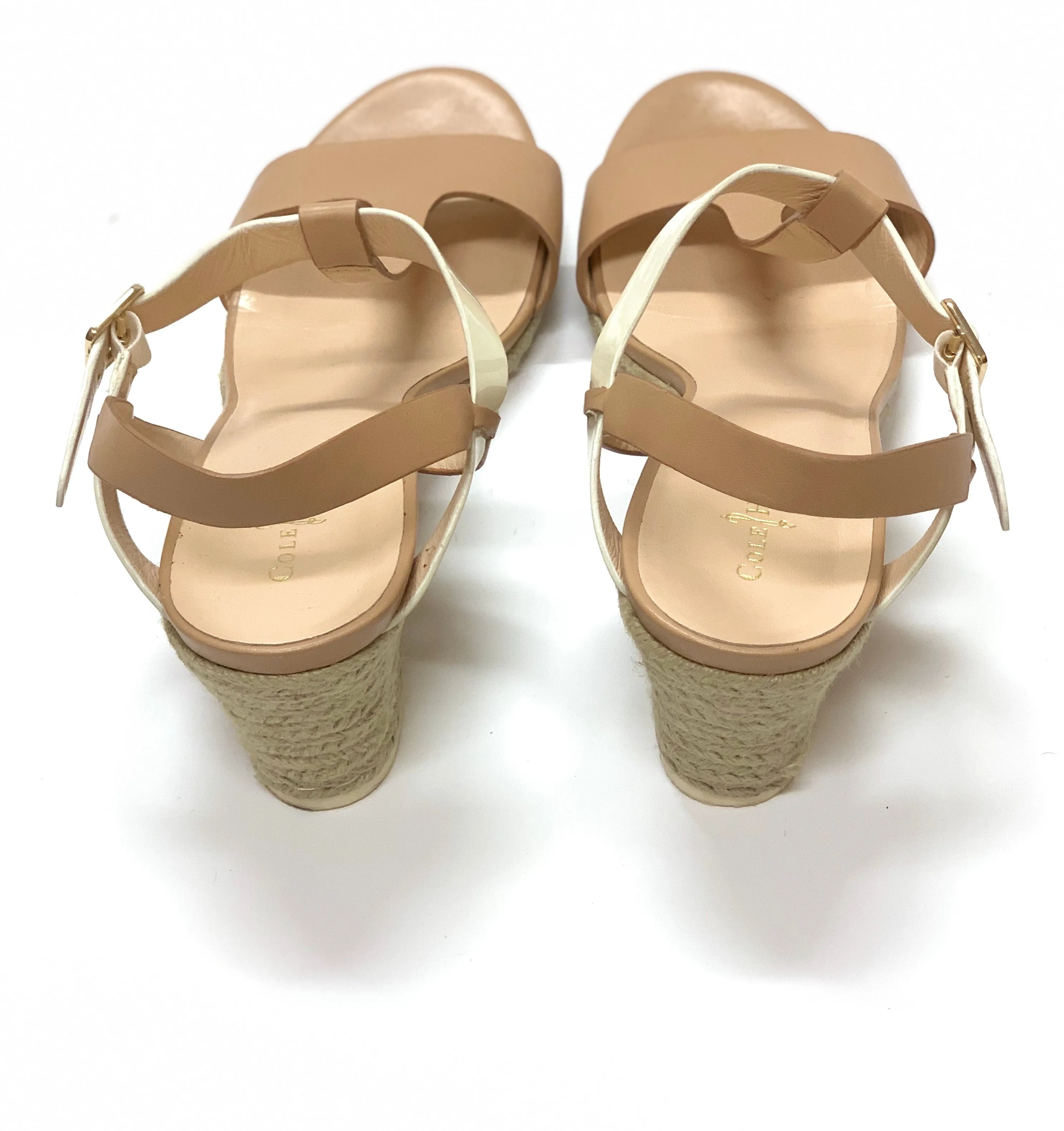 COLE HAAN ELIZABETH T-STRAP ESPADRILLE WEDGE SANDALS SIZE 11