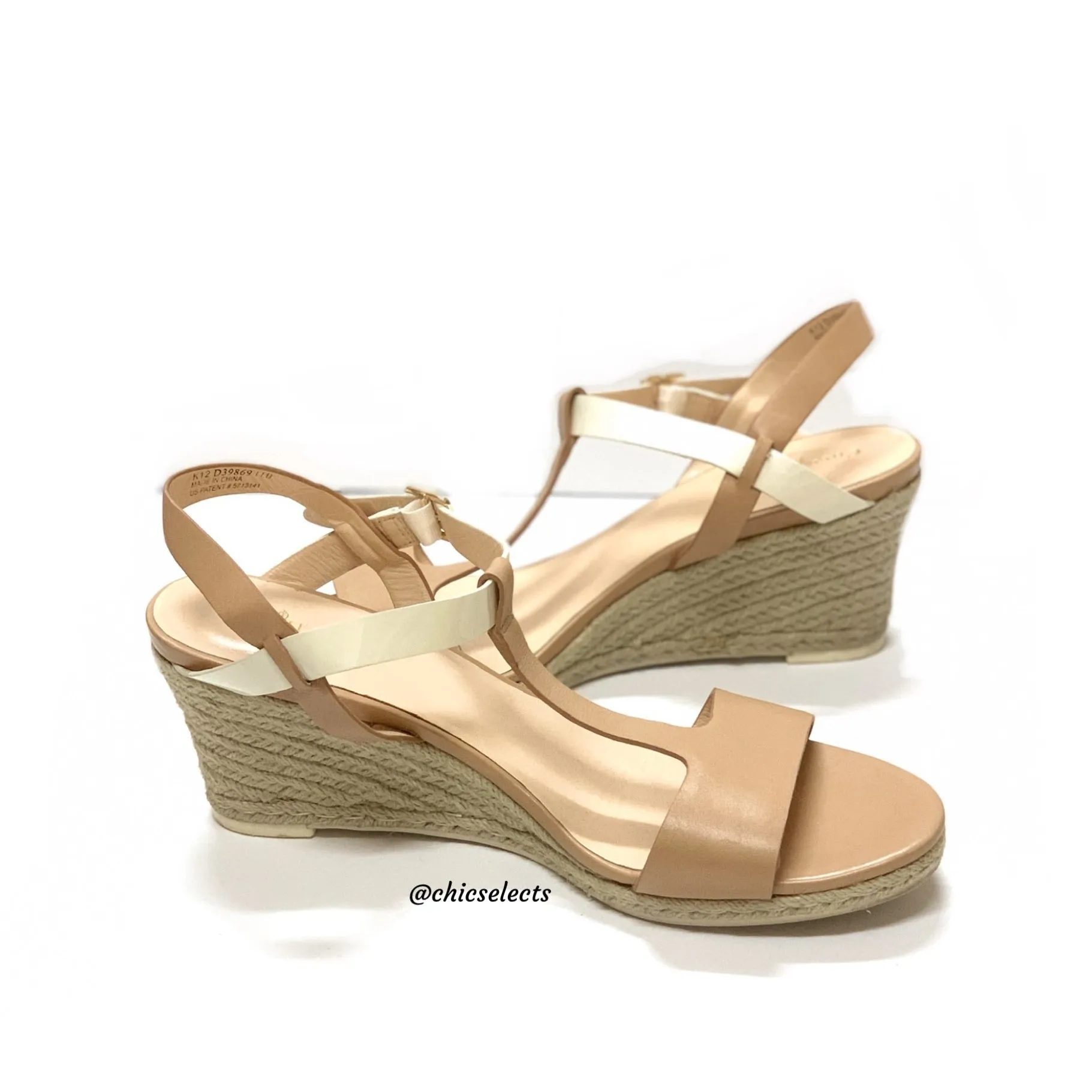 COLE HAAN ELIZABETH T-STRAP ESPADRILLE WEDGE SANDALS SIZE 11