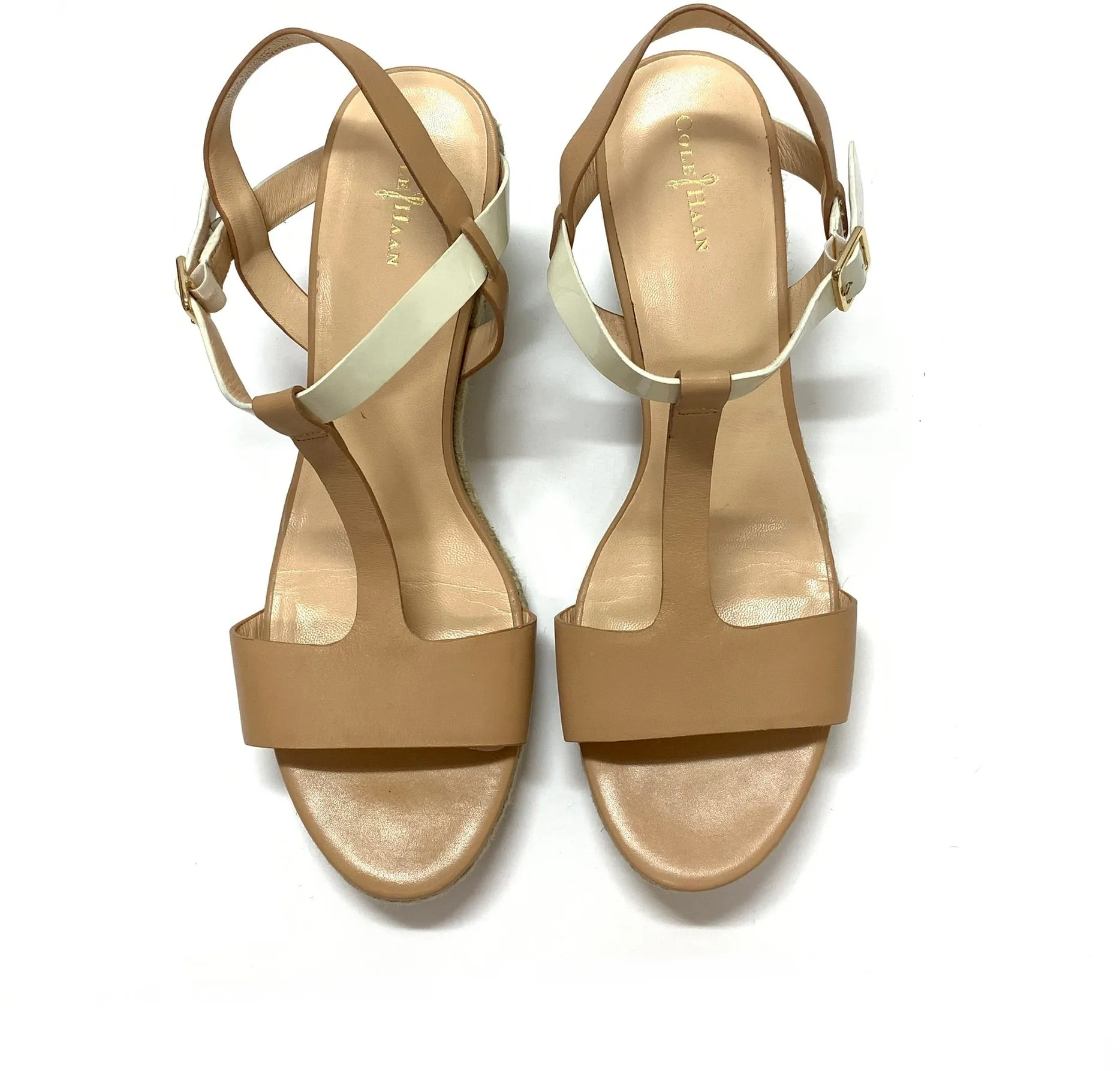 COLE HAAN ELIZABETH T-STRAP ESPADRILLE WEDGE SANDALS SIZE 11