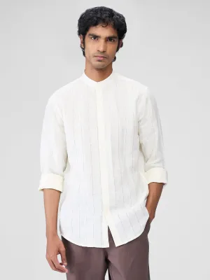Ecru 100% Linen Stripes Shirt