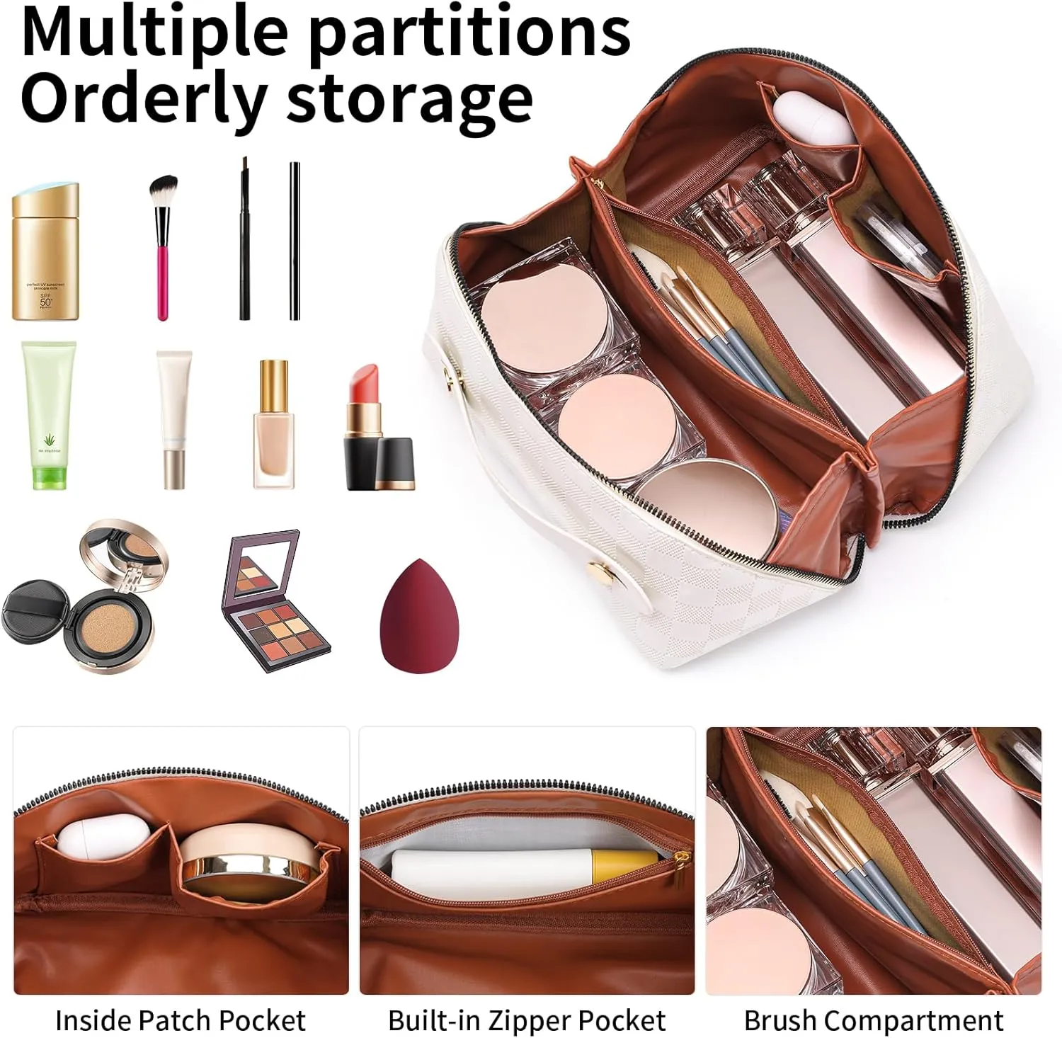 Makeup Bag Large Capacity Travel Cosmetic Bag Waterproof Makeup Organizer Bags for Women Portable Pouch Open Flat Travel Toiletry Bag