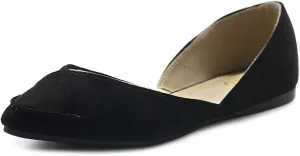 Ollio Women's Shoe Faux Suede Light Comfort Stitching D'Orsay Pointed Toe Ballet Flats F78