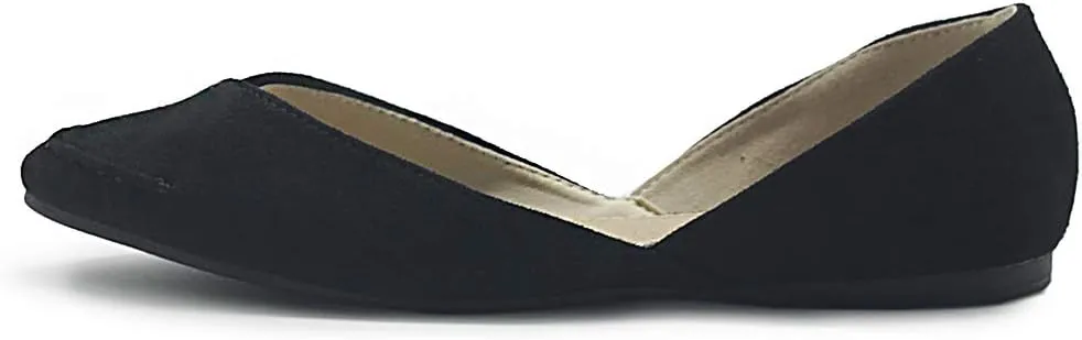 Ollio Women's Shoe Faux Suede Light Comfort Stitching D'Orsay Pointed Toe Ballet Flats F78
