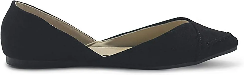Ollio Women's Shoe Faux Suede Light Comfort Stitching D'Orsay Pointed Toe Ballet Flats F78