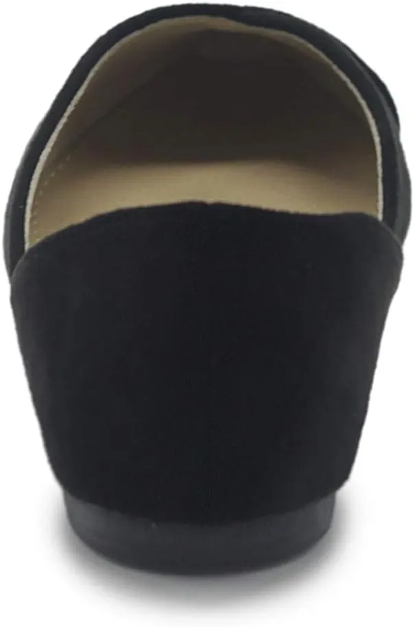 Ollio Women's Shoe Faux Suede Light Comfort Stitching D'Orsay Pointed Toe Ballet Flats F78