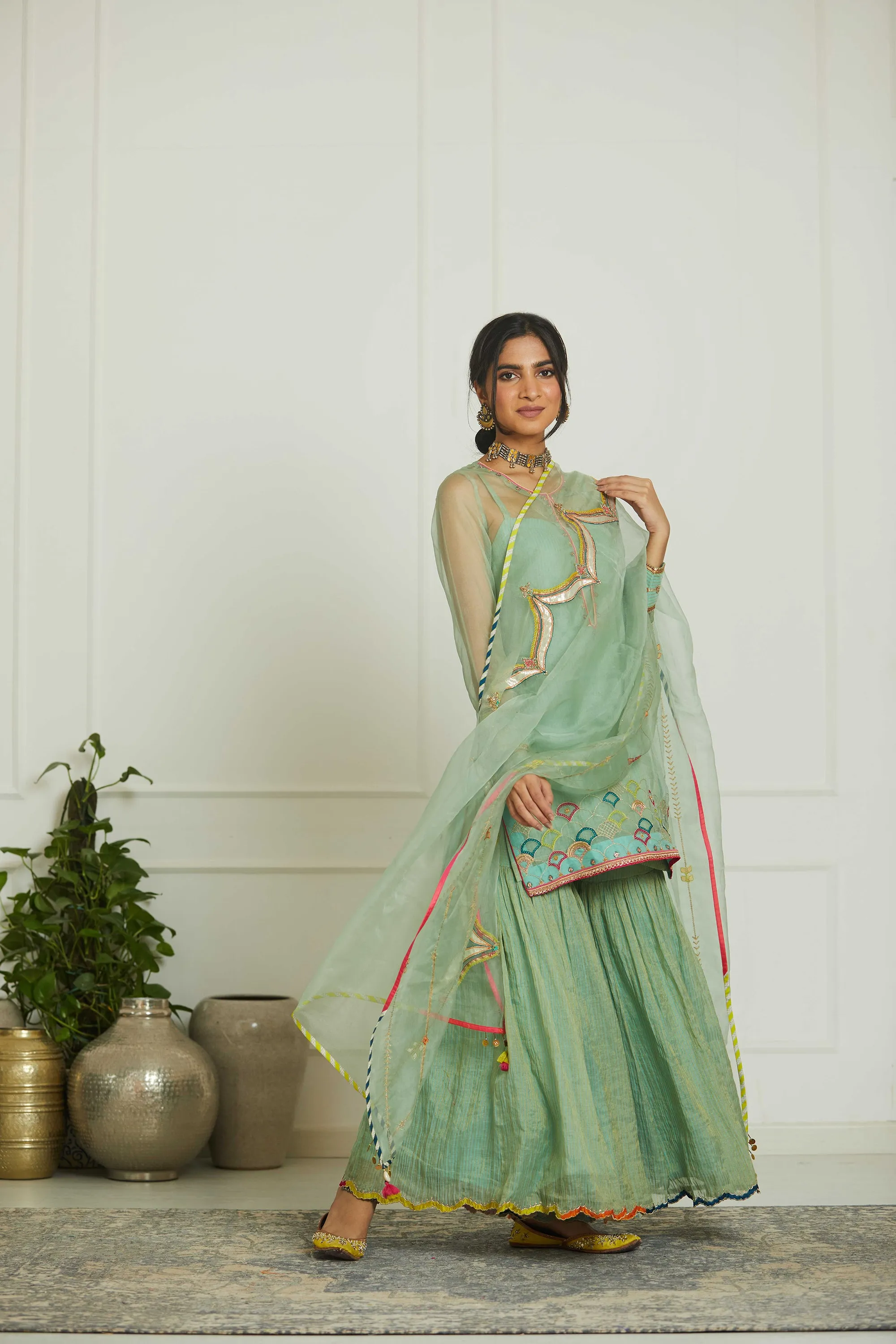 Powder Blue Organza Payala Gharara Set