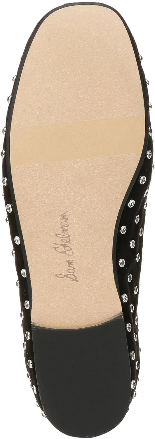 Sam Edelman Ari Black Suede Gem Slip On Pointed Toe Flexible Ballet Flats