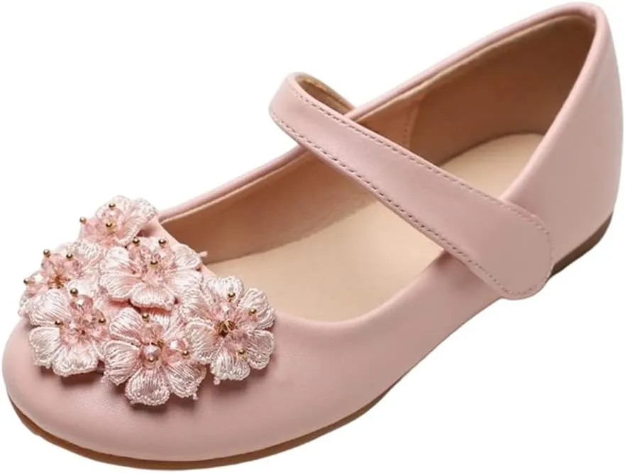 YIBLBOX Girl's Flowers Ballet Flats Ballerina Mary Jane Princess Wedding Dress Shoes for Toddler/Little Kid